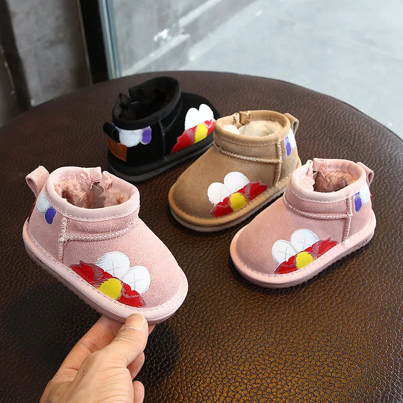 

CHILDREN'S Snow Boots 2019 Winter New Style Cotton-padded Shoes 0-1-3-Year-Old Leather Boots Boys And Girls plus Velvet