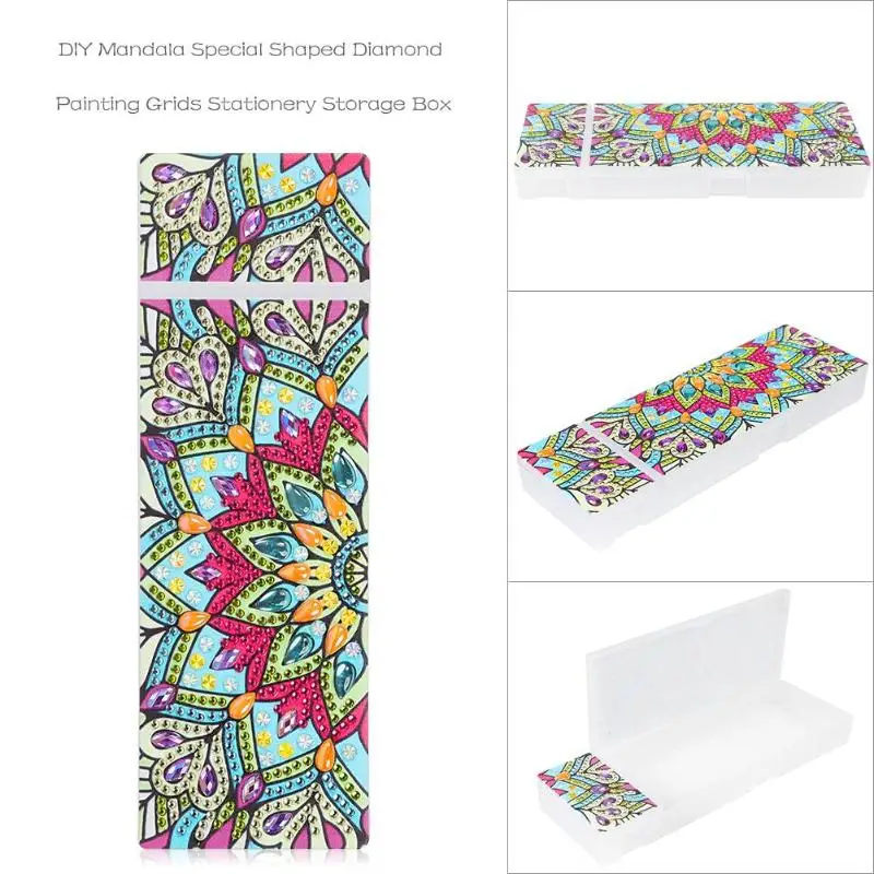 

DIY Mandala Special Shaped Diamond Painting 2 Grids Jewelry Storage Box Display Organizer Container for Students and Home