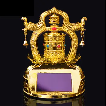 

Tibet Solar Energy Gilding Lotus Prayer Wheel Spinning Car Decoration Safe And Good Luck Buddhist Supplies