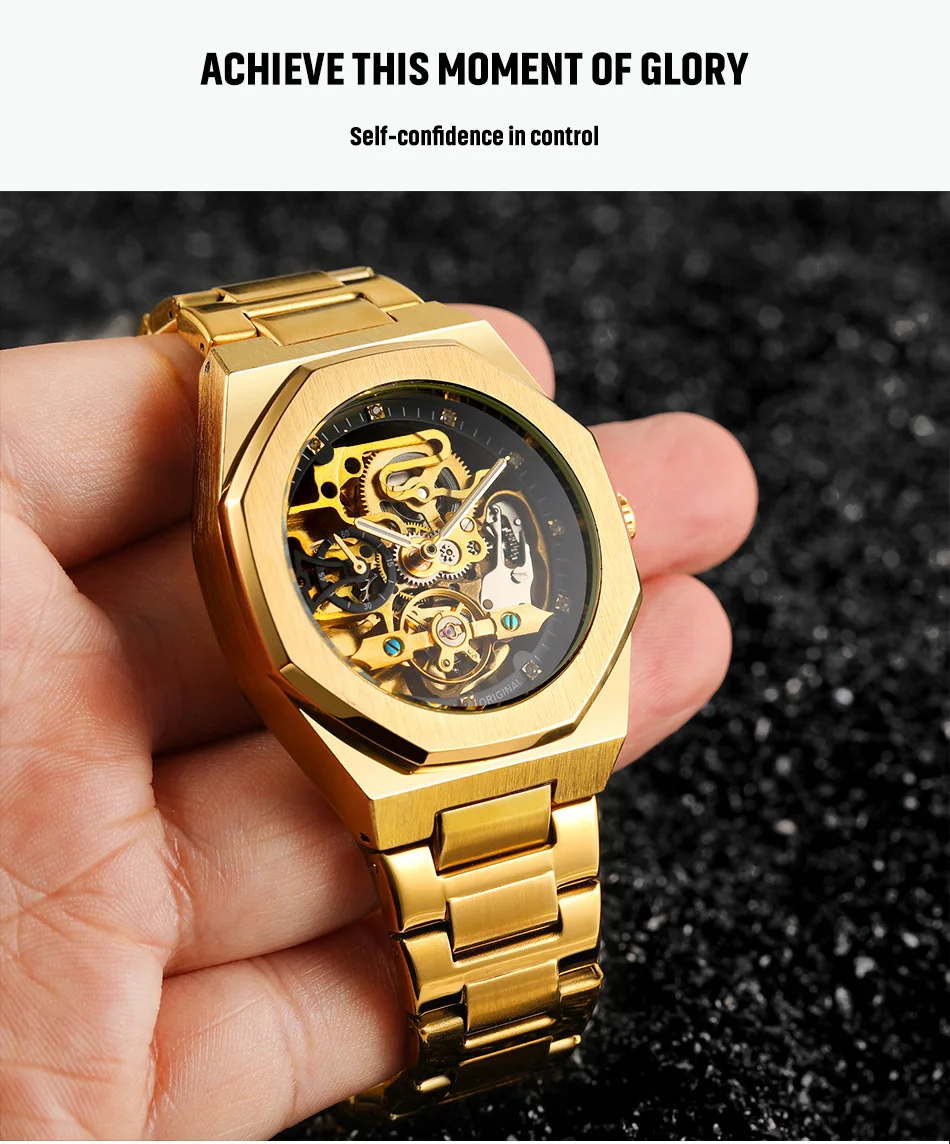 2021 Forsining Top Brand Luxury Automatic Mechanical Watch Luminous Three Eyes Six Needles Skeleton Male Wrist Watch Wrist Clock