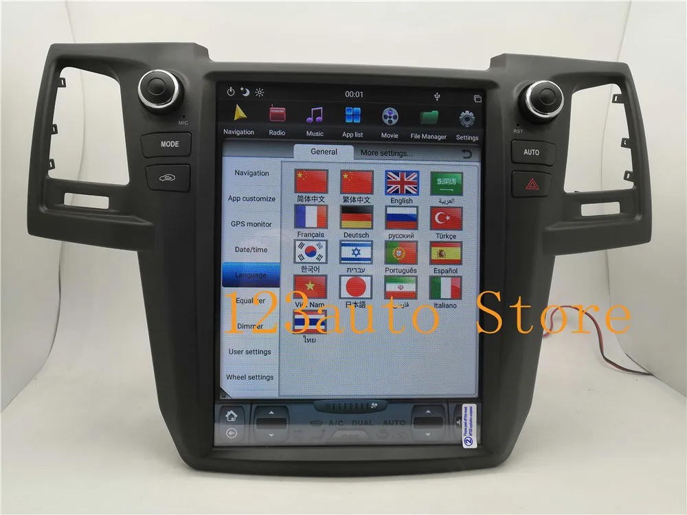 12,1 дюймов вертикальный Tesla стиль Android 8,1 автомобильный DVD gps плеер навигация gps радио PX6 HDMI для Toyota Fortuner 2007