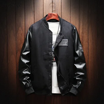 

Jackets Men 2020 Large Size Stand Collar Patchwork Leisure Simple All-match Korean High Quality Jacket Mens Slim Printed Coats