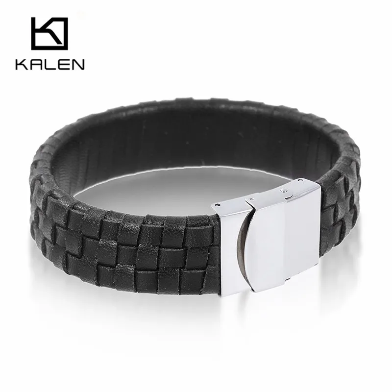 Высокое качество Для Мужчин's из плетеной кожи, ручной работы браслет модные 21 см Нержавеющая сталь Шарм персонализированный браслет аксессуар