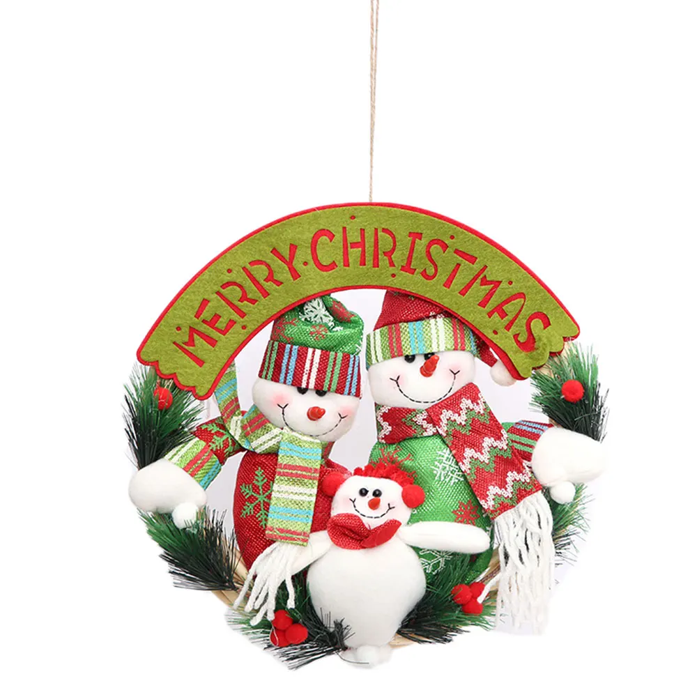 Christmas snowman Рождественская гирлянда на дверь, разные цвета, праздничные украшения в виде снеговика, вечерние украшения, венок, круг, восхитительный, с Рождеством - Color: Christmas snowman
