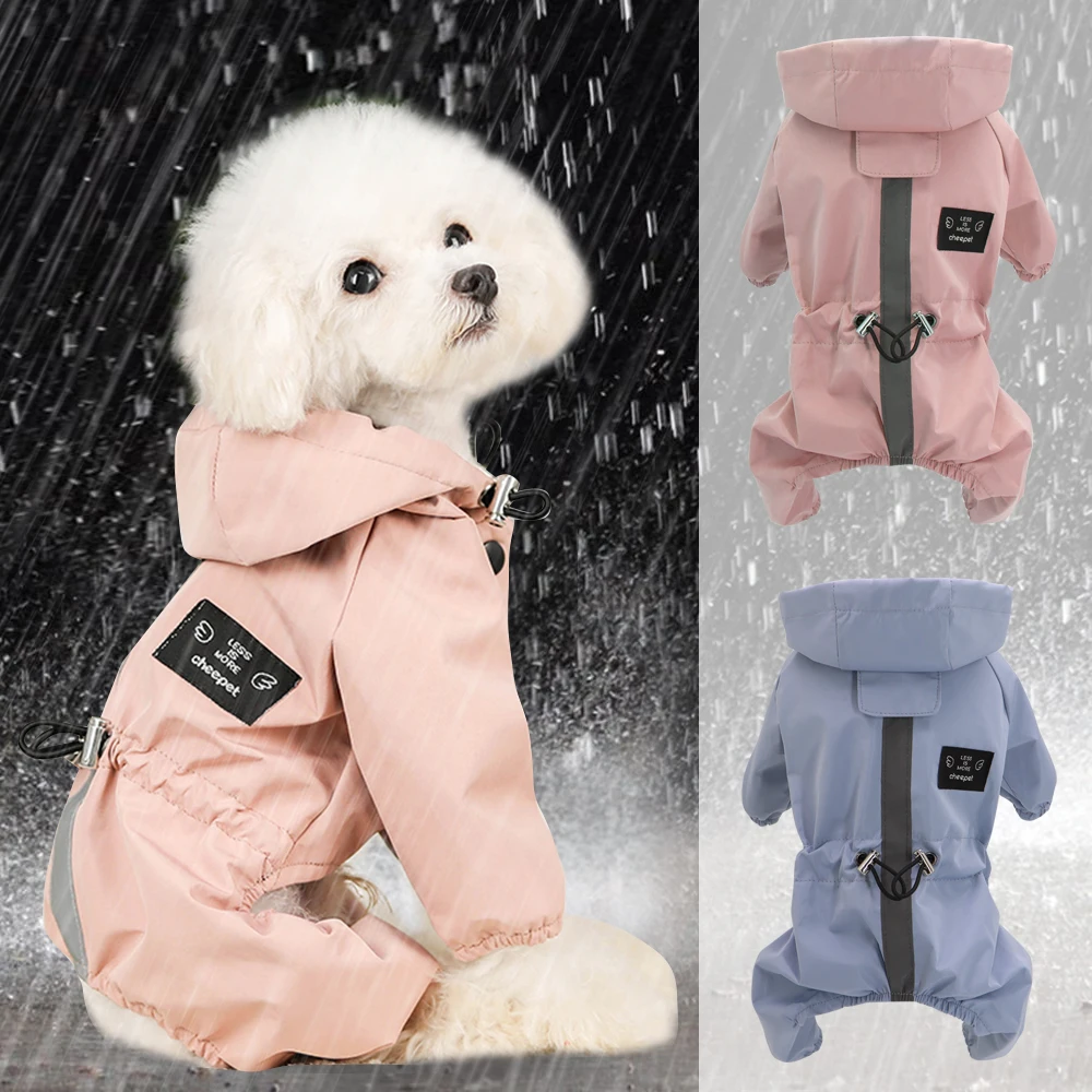 Perro impermeable lluvia perro ropa chaqueta abrigo pequeño mediano sudaderas con capucha para perros mono impermeables Bulldog Francés