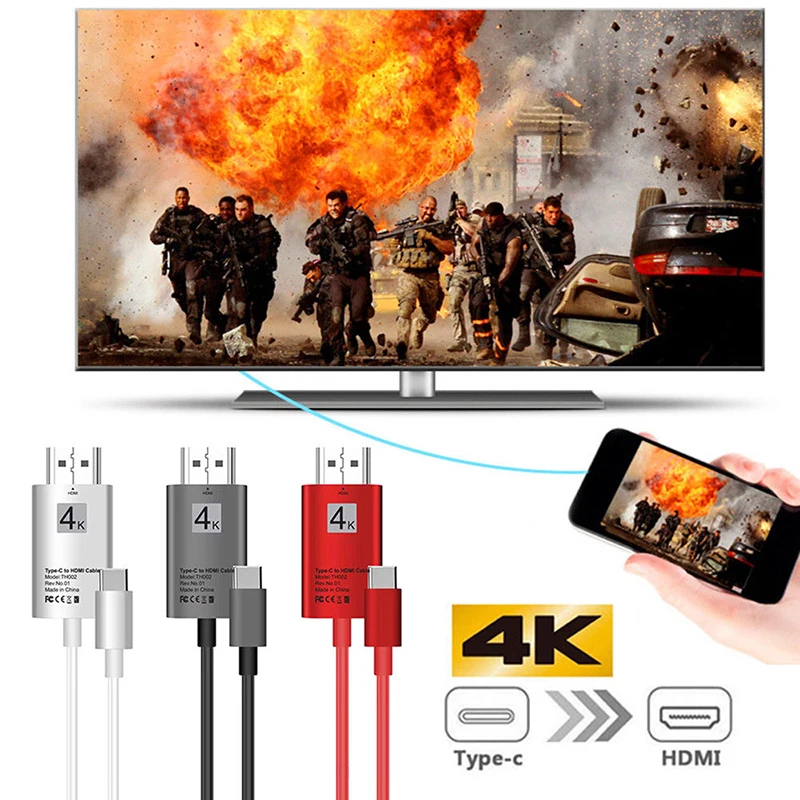 Новинка,, удобный 1 шт., 2 м, USB 3,1 type C, USB-C-4 K, Кабель-адаптер, удобный для переноски, для различных типов s мобильных телефонов