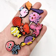 Fantasy Marine Life PVC Shoe Charms Sandal Accessories Whale Jellyfish Squid Turtle Diy Shoe Buckle Decor Fit Croc JIBZ Kid Gift