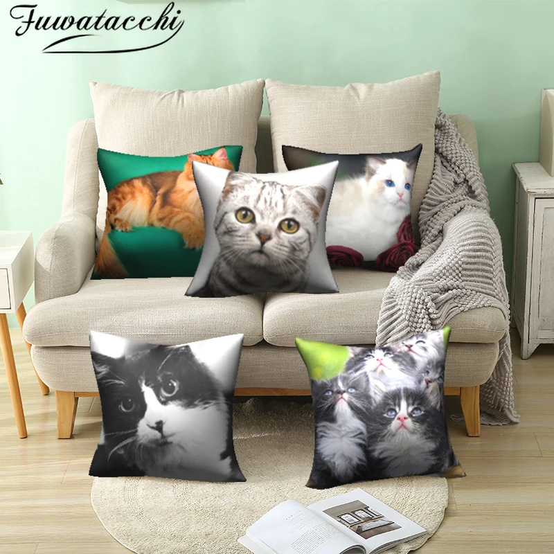 Чехол для подушки Fuwatacchi Cute Cats Pets Anilmals фото наволочка домашнего дивана