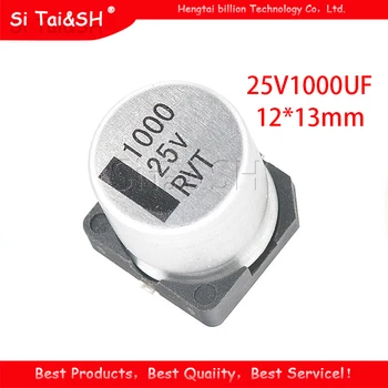 

10PCS Electrolytic capacitor 25V1000UF 12*13mm SMD aluminum electrolytic capacitor 1000uf 25v