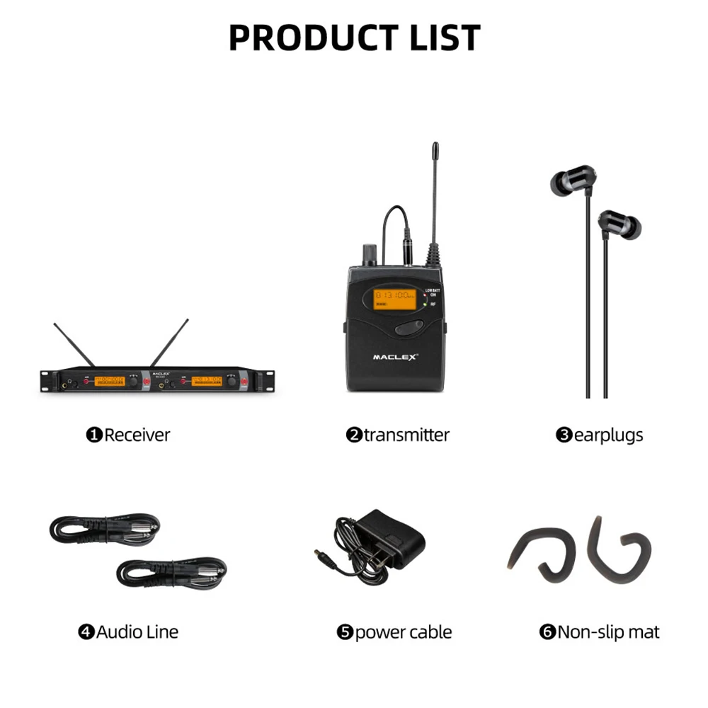 Maclex MK2080 In Ear Monitor Wireless System SR2050 Double transmitter Monitoring Professional for Stage Performance