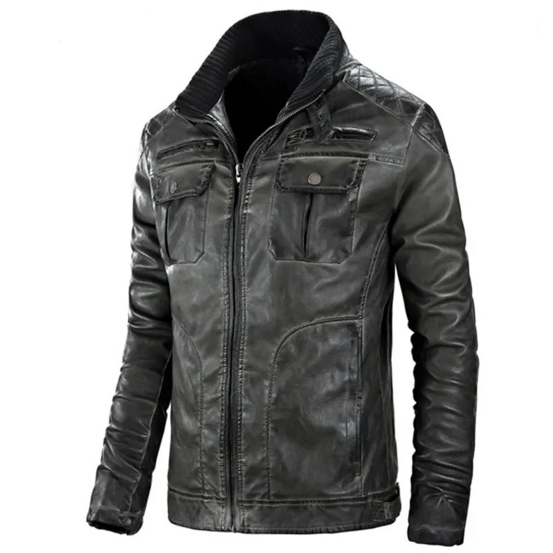 

Vintage Motorcycle Jacket Men Design Stand Collar Male Casual Mens Fashion Veste en cuir genuine jackets jaqueta cowhide Coat