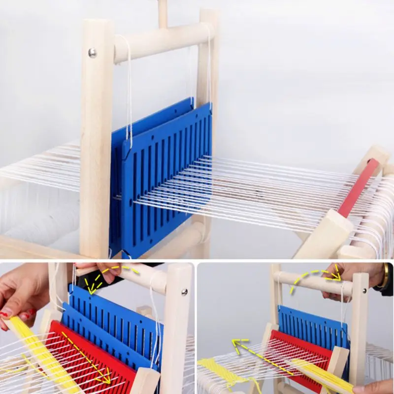 Kids Weaving Loom Kit Wooden Hand Knitting Machine for Beginners Children