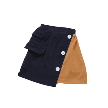

2020 New Winter Skirt Toddler Baby Little Kids Girls Fashion Elastic Band Patchwork Fall One Piece Skirt with Pocket Outfit 2-7Y