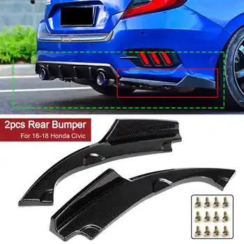 

1Pair Car Rear Bumper Lower Corner Valance Covers Splitter Spoilers Apron Corner Valance for Honda for Civic 2016-2018 Carbon