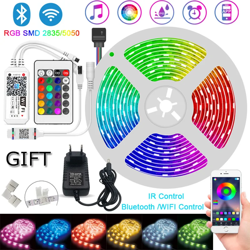 

Led Light Strip RGB Bluetooth WIFI IR Control 12V SMD 2835/5050 5m 10m 15m 20m Neon Diode Ribbon Flexible Decoration For Room