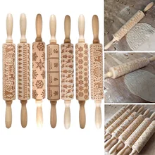 Рождество тиснение Скалка кухня выпечки печенье лапша печенье, фондан, пирог тесто гравировкой ролик олень; Снежинка 35 см