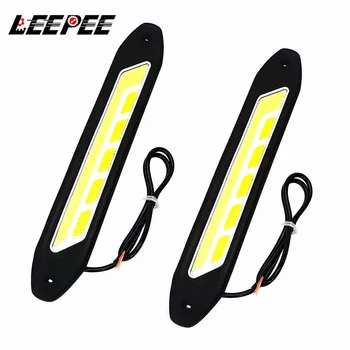 

LEEPEE 2PCS Car LED Daytime Running Lights DRL Turn Signal Light Indicator COB Car-styling Fog Lights White and Yellow Flexible