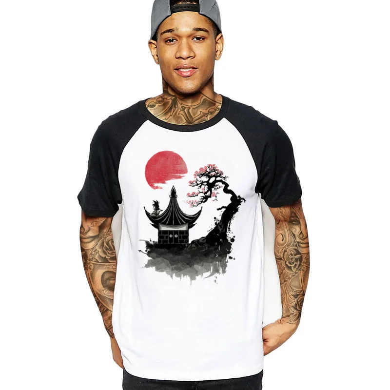 Модные мужские футболки с рисунком из аниме Red Sun Saiyan dragon z ball белые и черные