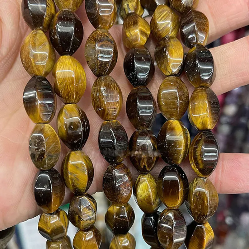 Natural Stone 10x14mm Hexagon Rice Beads For Jewelry Making 15