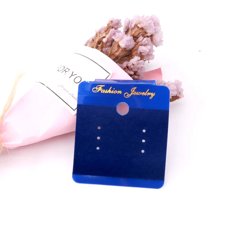 

200Pcs/lot 4.5*5cm Blue Velvet PVC Paper Earrings Card DIY Accessories Jewelry Earring Packing Display Cards Holder Wholesale