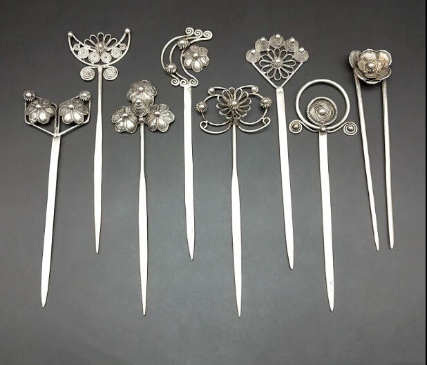 

Free shipping of various handmade Miao silver hairpins with retro-ancient national customs