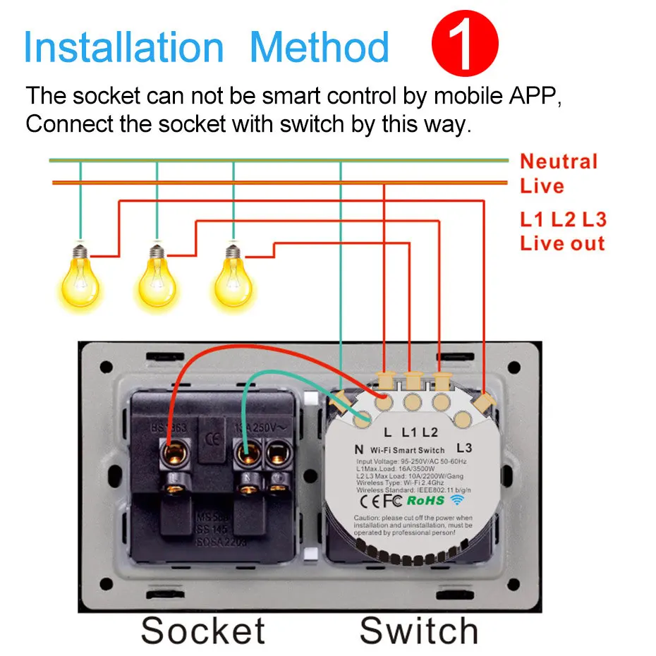 Inteligente de Parede Temporizador de Controle sem Fio Compatível com Alexa Inteligente de 1 Interruptor Touch Gang Controle Ewelink 110v 220v Ifttt Suporte 2 3 - Image 4