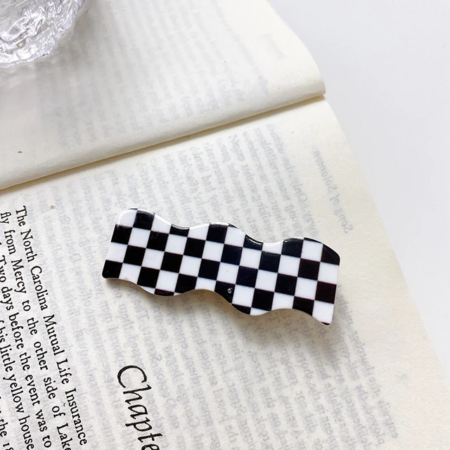2021 Autumn New Fashion Women Hair Claw Clip Accessories Acrylic Geometric Color Grid For Sweet Girls Shark Hairpins Headdress B-03
