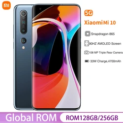 Global ROM Xiaomi Mi 10 5G Smartphone 128GB/256GB Snapdragon 865 NFC 108MP Camera 90HZ Display 33W Fast Charge 4700mAh Battery