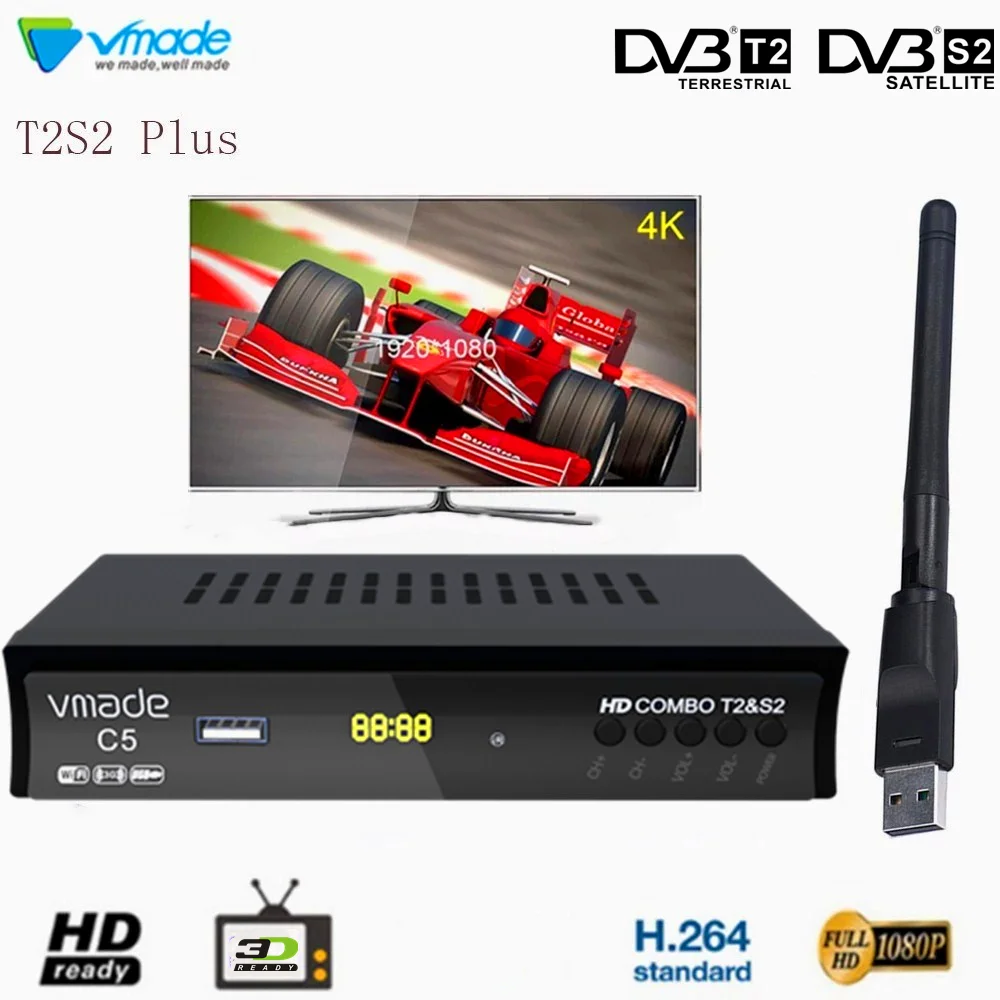 Цифровой спутниковый ресивер HD 1080P H.264 Европейский DVB-S2 наземный ТВ-тюнер DVB-T2