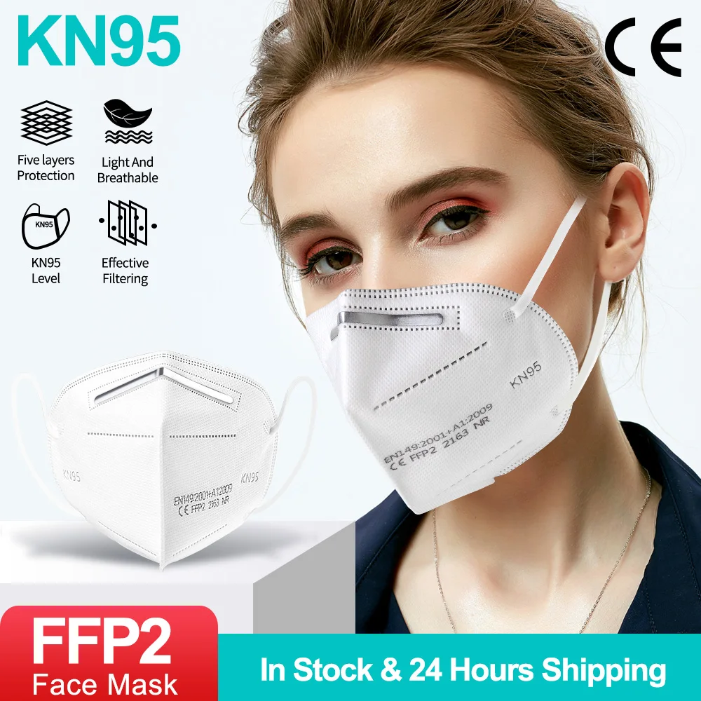 

5-200 шт 5 Слои FFP2 KN95 маски Mascarilla респиратор Тканевая маска для лица KN95 Фильтр Маски Рот пыле многоразовых