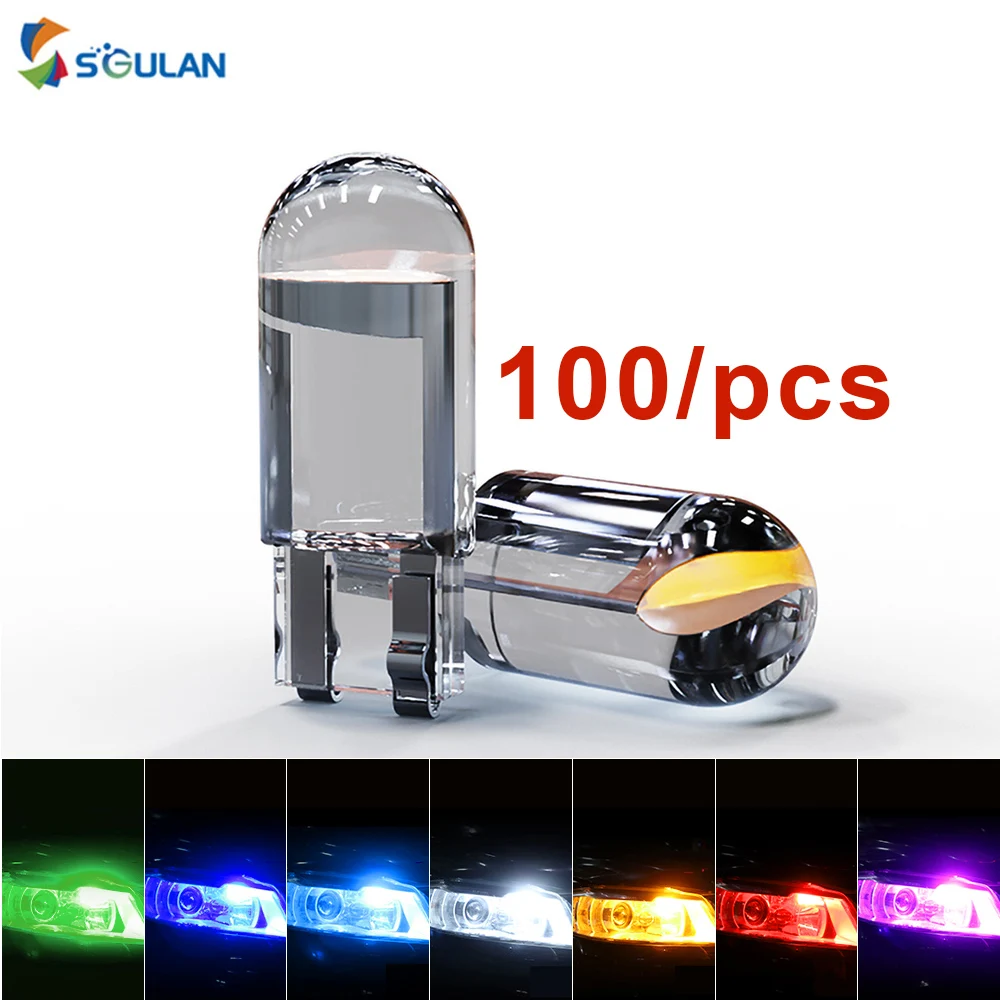 100 Pcs / 1 Lot 194 168 W5W T10 LED Car Bulb 6000k 8000K 10000K Dome Light 12V Crystal Blue Yellow Dome Lights Side marker Lamp