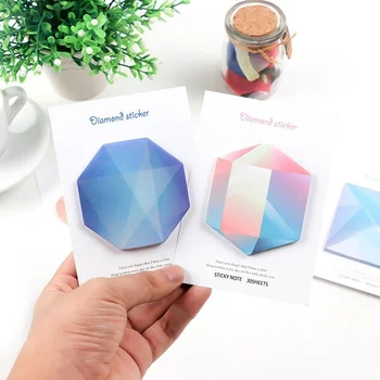 

2Pcs Total Pages Cute Diamond Self-Adhesive Memo Pad Sticky Notes Sticker Label Show Time