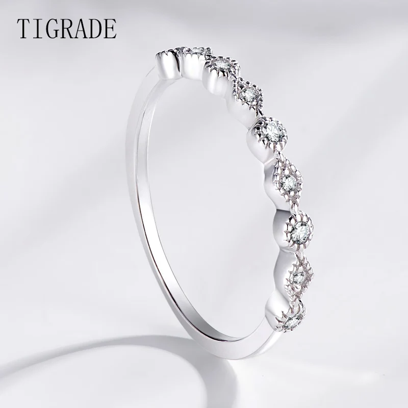 925 silver Tigrade Новое серебряное кольцо 925 для женщин, милые тонкие кольца на палец 5А+ CZ камень, обручальное юбилейное кольцо, ювелирное изделие для женщин - Цвет основного камня: 925 silver