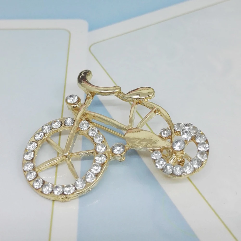 Rhinestone Bicycle Bike Shape Brooch Pin Jewelry Jacket Scarf Collar Bag Gift