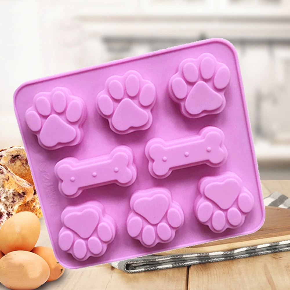 Dog Footprint Feet Mould Cake Molds Bone Mold Creative Cookie Fondant Cat Paw Silicone Bakeware Baking Tools