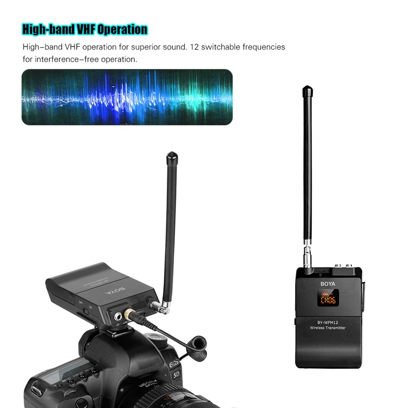 BOYA BY WFM12 VHF Беспроводная микрофонная система для IOS Android смартфонов