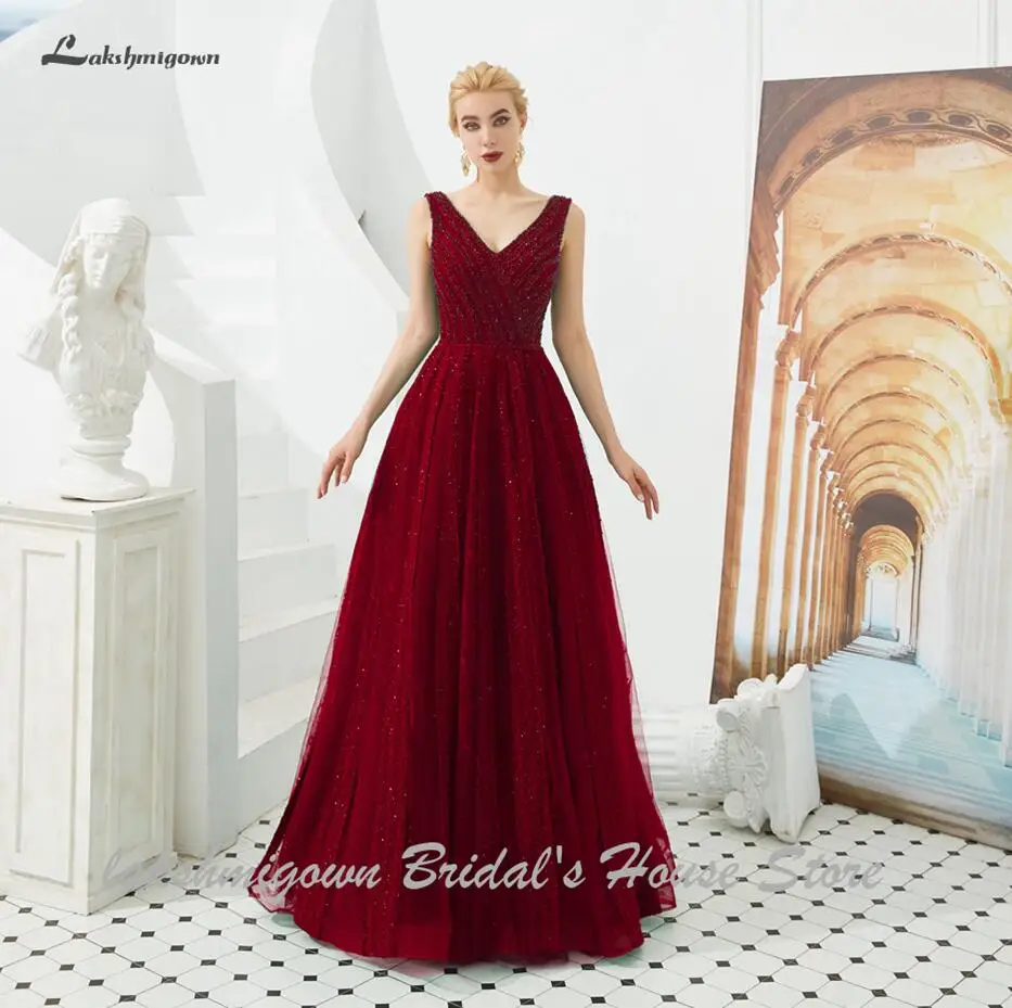 Burgundy Lakshmigown Роскошные фиолетовые Выпускные платья с кружевом на спине изумрудно-зеленое на шнуровке модельные вечерние праздничные платья Vestido Longo Festa - Цвет: Burgundy