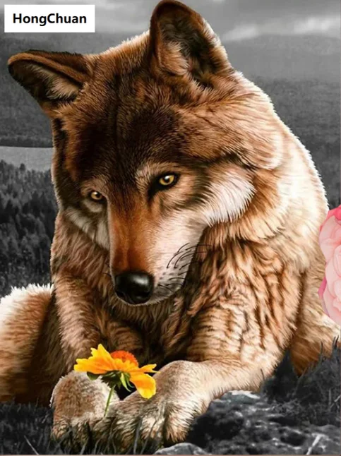 Wolf Animal 5D DIY Square/Round Diamond Painting Cross Stitch Home Decoration Mural Mosaic Embroidery Christmas Gift | Дом и сад