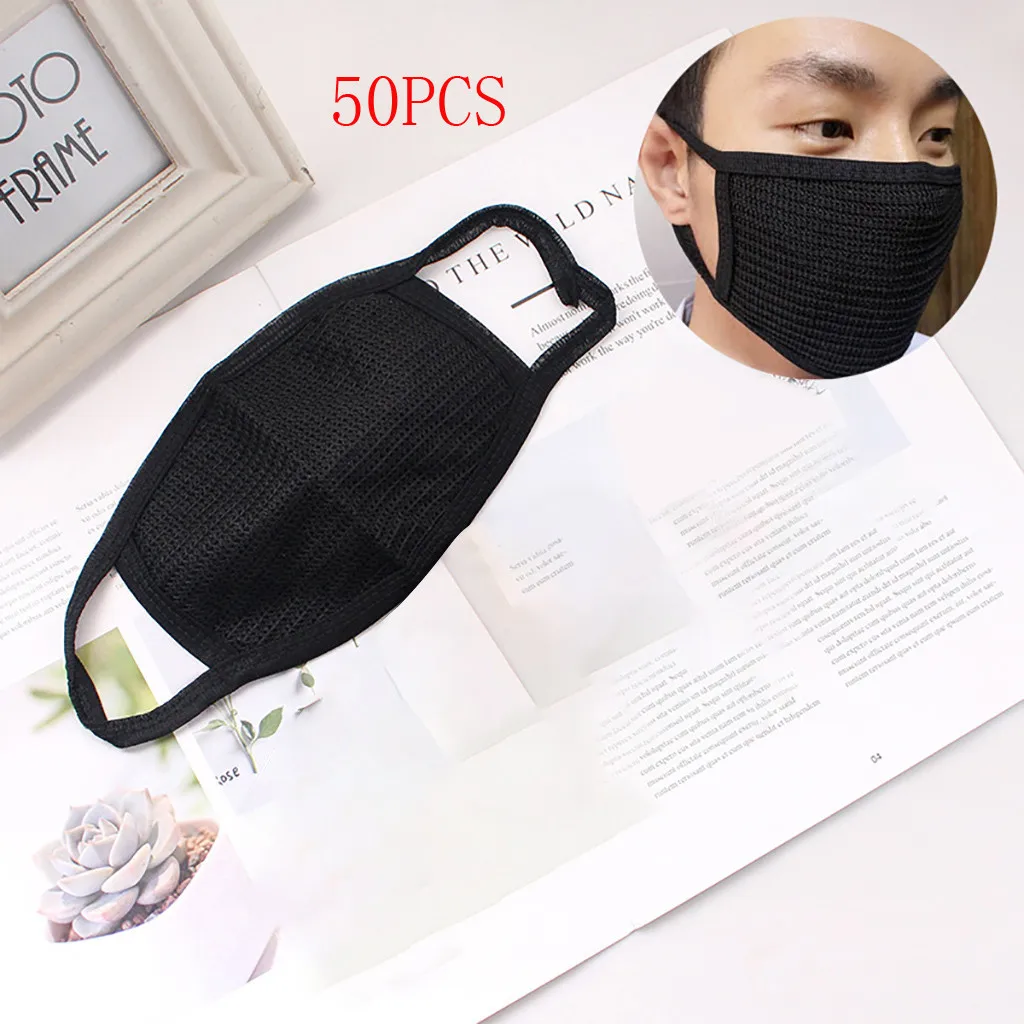 

Anti-dust Black Mouth Mask Unisex Cotton Face Mask Anime Mask For Cycling Camp Mask For Men Bike Helmet Beanies Masked Cap