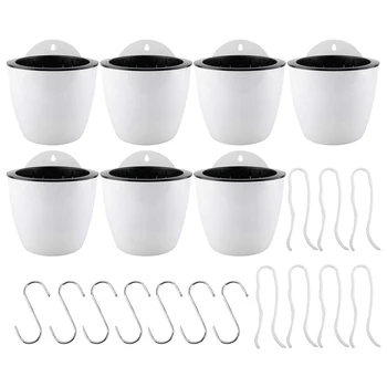 

7Pcs Self-Watering Hanging Flower Pot, Lazy Flower Pot, Succulent Flower Pot 4 Inches 110 mm, 7 Hooks