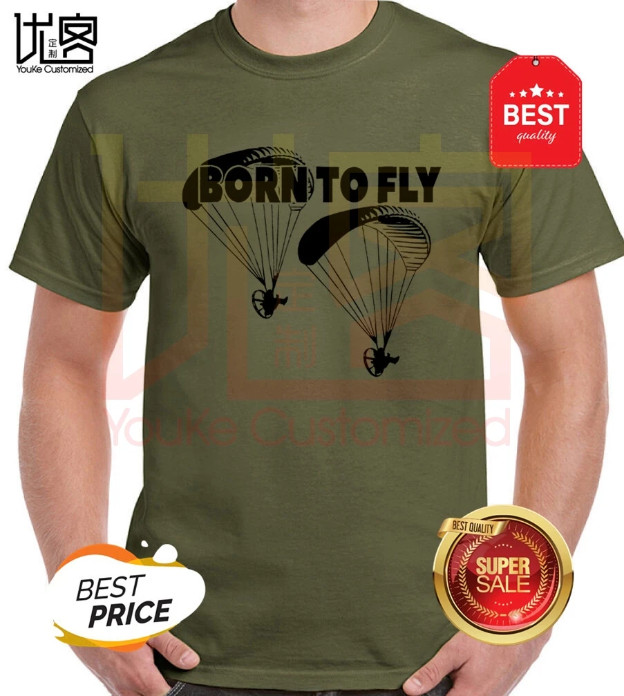 Funny Paramotor Paragliding Born To Fly New 2019 Hot Summer Casual T-Shirt Printing Rick Tee Shirts Customize T | Мужская одежда