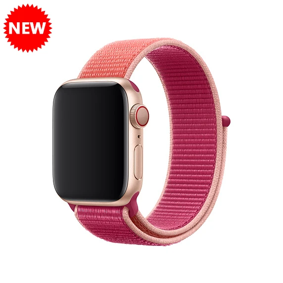 Ремешок для Apple Watch, ремешок для Apple Watch 5, 4, 44, мм, 42 мм, iwatch band 3, 2, 5, 42 мм, 38 мм, Спортивная петля, correa, нейлоновый ремешок для часов - Цвет ремешка: Pomegranate