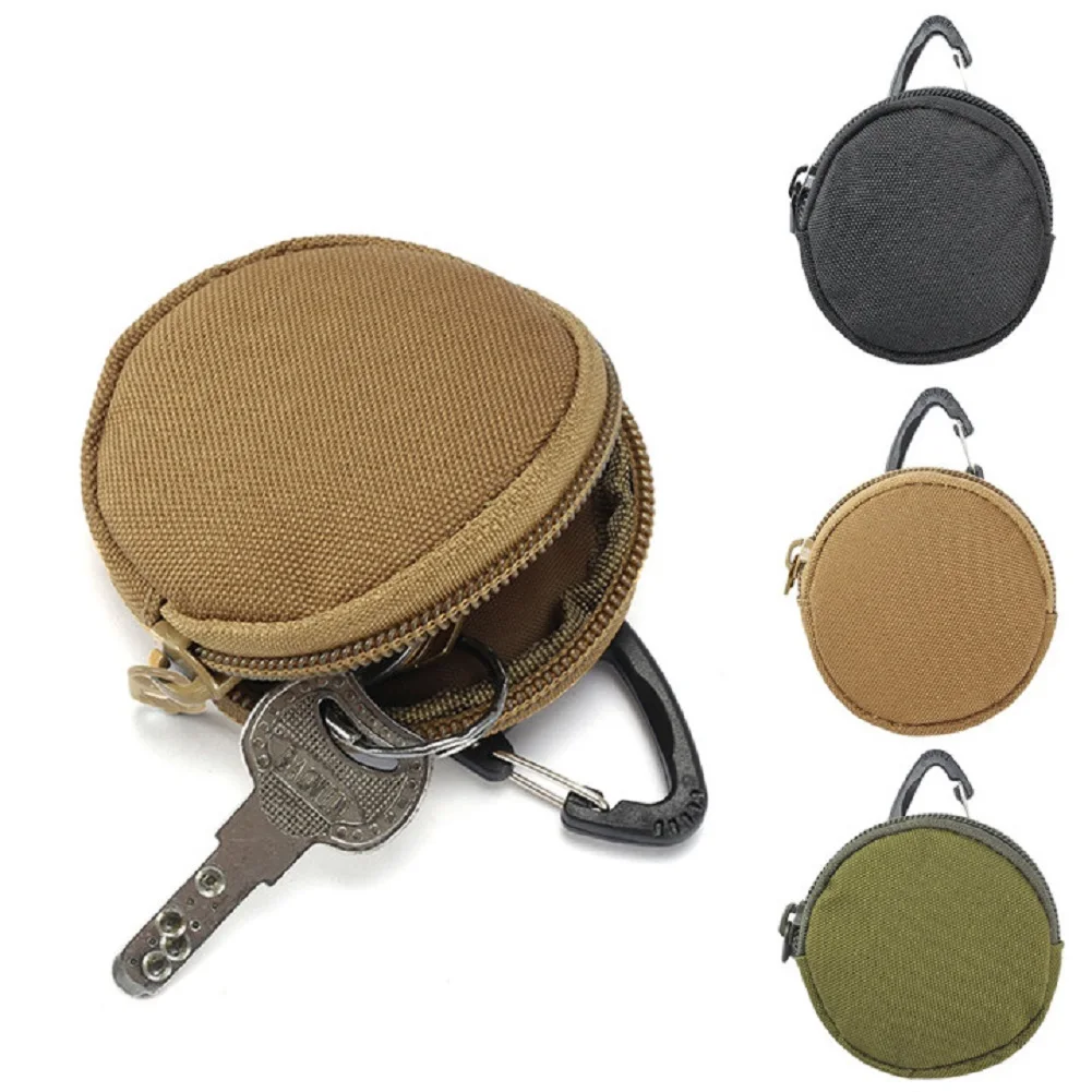 Topwoner Small Round Coin Purse Tactical Pouch, Upgraded EDC Pouches Military Gear with Hook,Coin Purse Keychain Headset Case Wallet, Adult Unisex