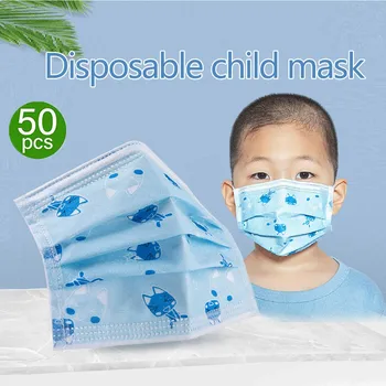 

50pcs Disposable Face Maskes Kids Fashion Printed Cartoon maska Outdoor Sport Dustproof Protective Maks Face Fashion Scarf