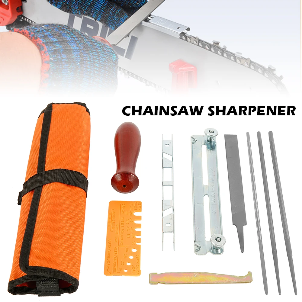 

10 Pcs/set Professional Chainsaw Chain Sharpening Kit Tool Hardwood Handle Round/Flat File Guide Bar File Sharpener Tools