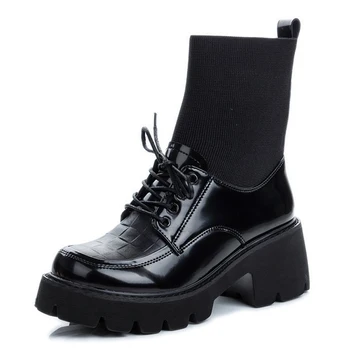 

Chunky Boots Women Ankle Boots for Women's Booties with Platform Shoes Woman Booties Chaussure Femme Sock Woman Shoes Fashion 34