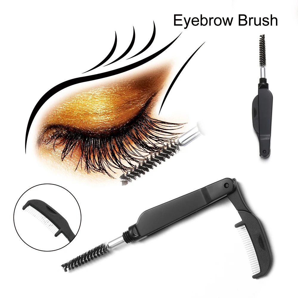 New Dualhead Folding Eyelash Comb Eyebrow Brush Lash Mascara Separator