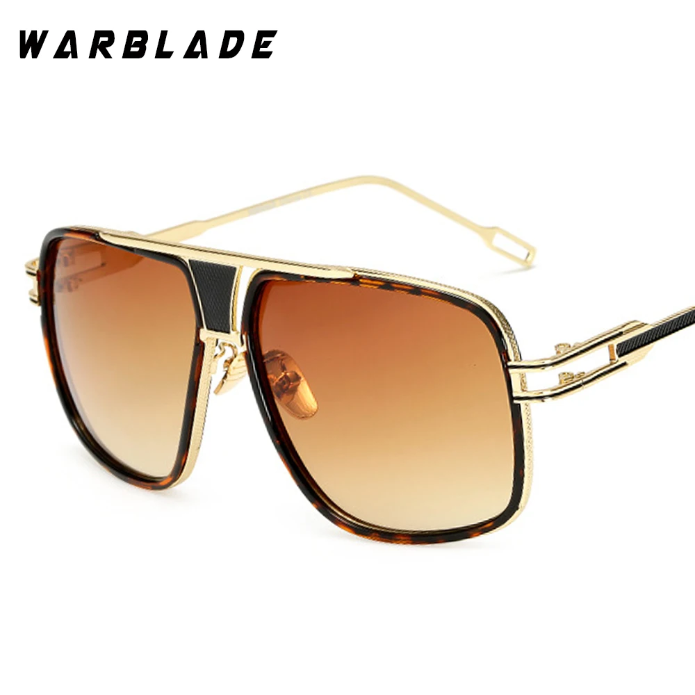 brown lens WarBLade18K Позолоченные квадратные мужские солнцезащитные очки для женщин пара плоский Топ Роскошный бренд дизайн женские солнцезащитные очки оттенки солнцезащитные очки - Цвет линз: brown lens
