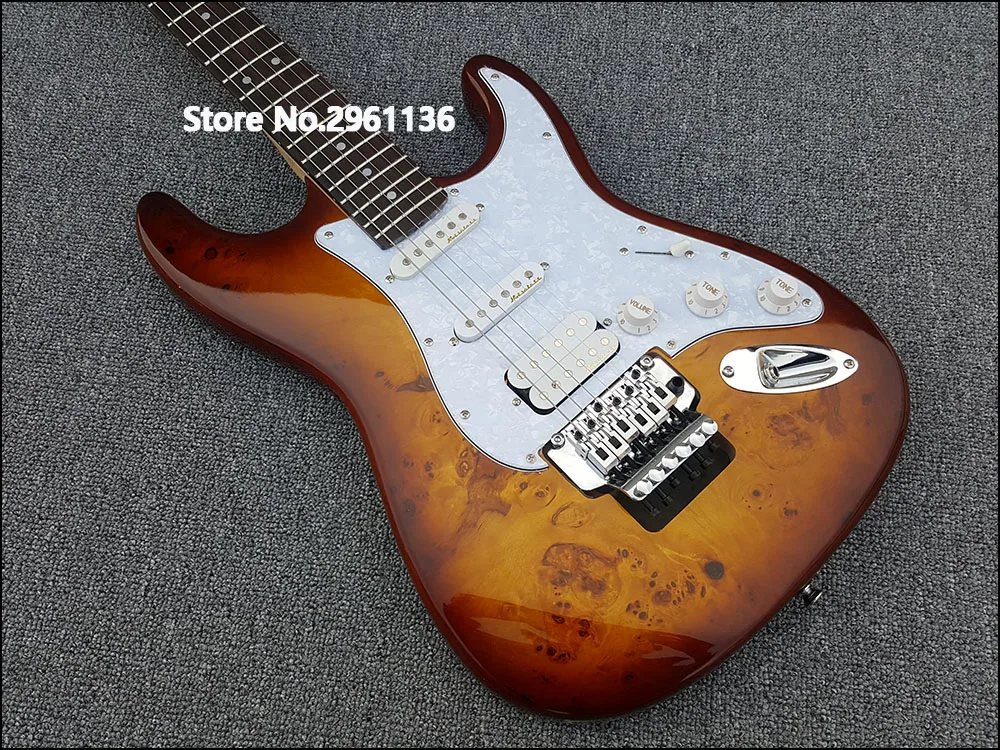 Высококачественная электрогитара, корпус Floyd-rose из красного дерева с крышкой шрама дерева