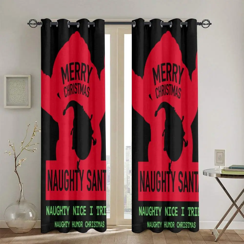 Curtain Naughty Humor Christmas Merry Christmas Light Shading Bedroom Blackout Window Curtains 52x72In-test